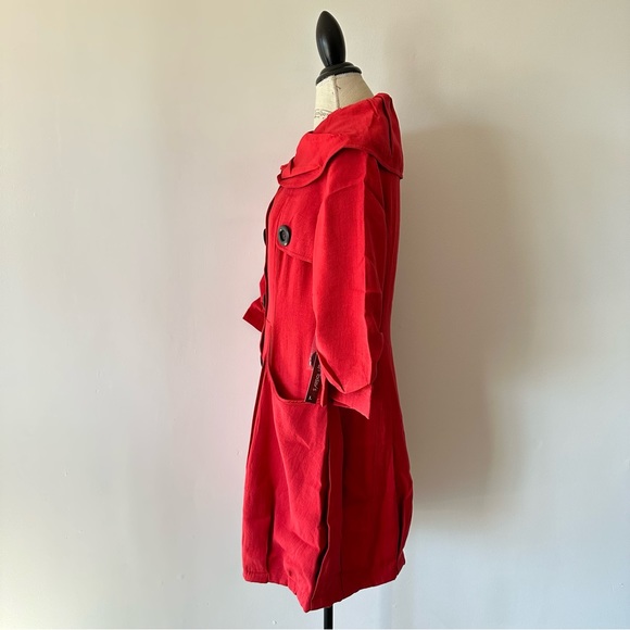 NWT Red Collared Long Peacoat Large - Picture 5 of 12